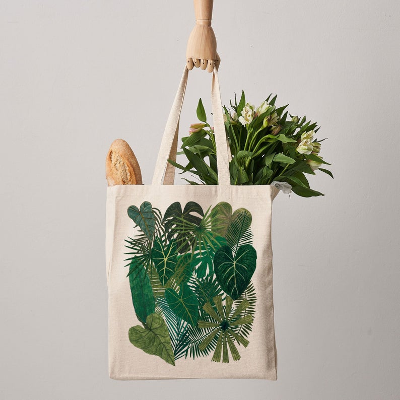 botanical print tote bag gifts for plant lovers