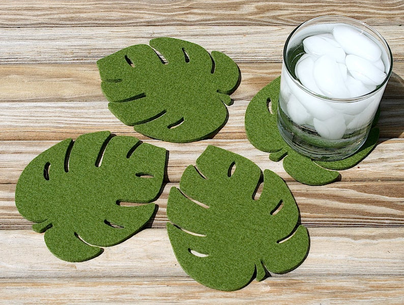 tropical leaves coasters gifts for plant lovers