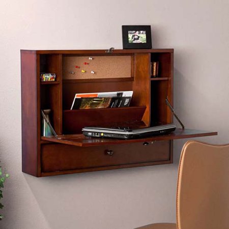 wall-mounted desk brown mahogany 
